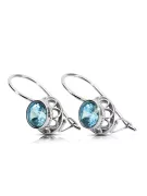 Vintage craft Earrings Aquamarine Sterling silver 925 vec117s